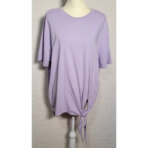 Zara Crop‎ Tee Women's Shirt Short Sleeve Size Large Front Tie Knot Boho 0487